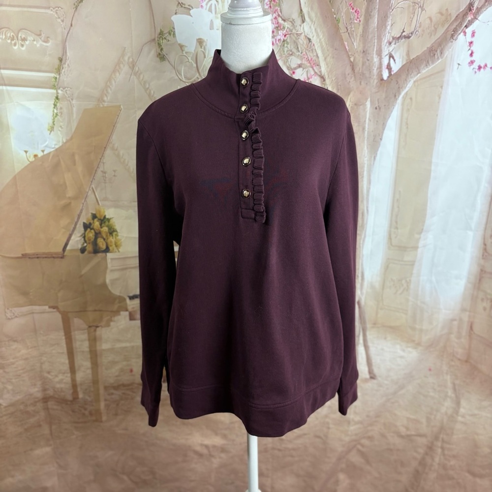 NEW Talbots Deep Purple Ruffled Sweater - Picture 2 of 10